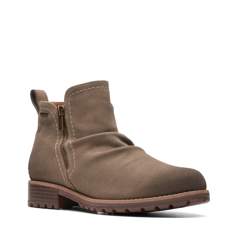 New Clarks Aspra Walk Waterproof Boot in Dark Taupe Suede size 8